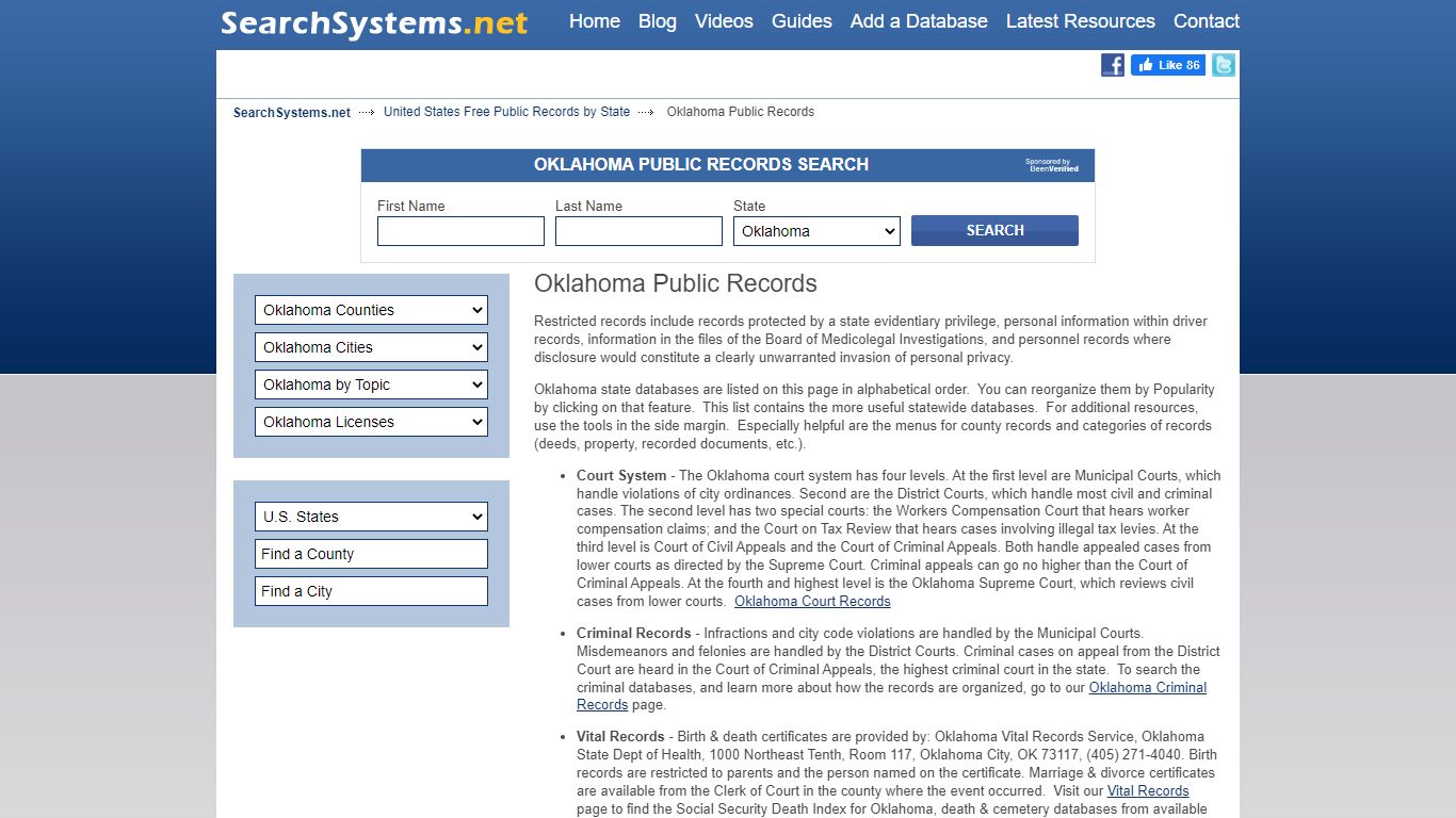 Oklahoma Public Records Search | SearchSystems.net