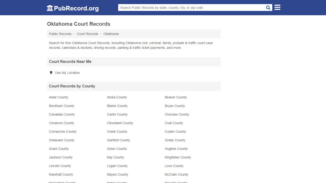 Free Oklahoma Court Records - PubRecord.org
